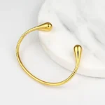18K Gold Plated Stainless Steel Open Bangle for Women