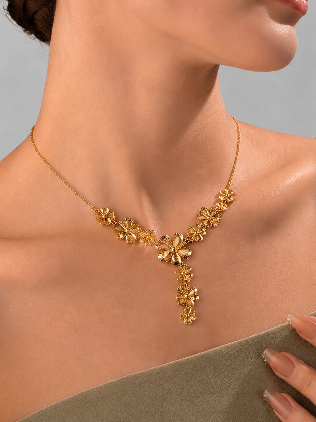 Gold Plated Floral Necklace Gold Plated Floral Necklace